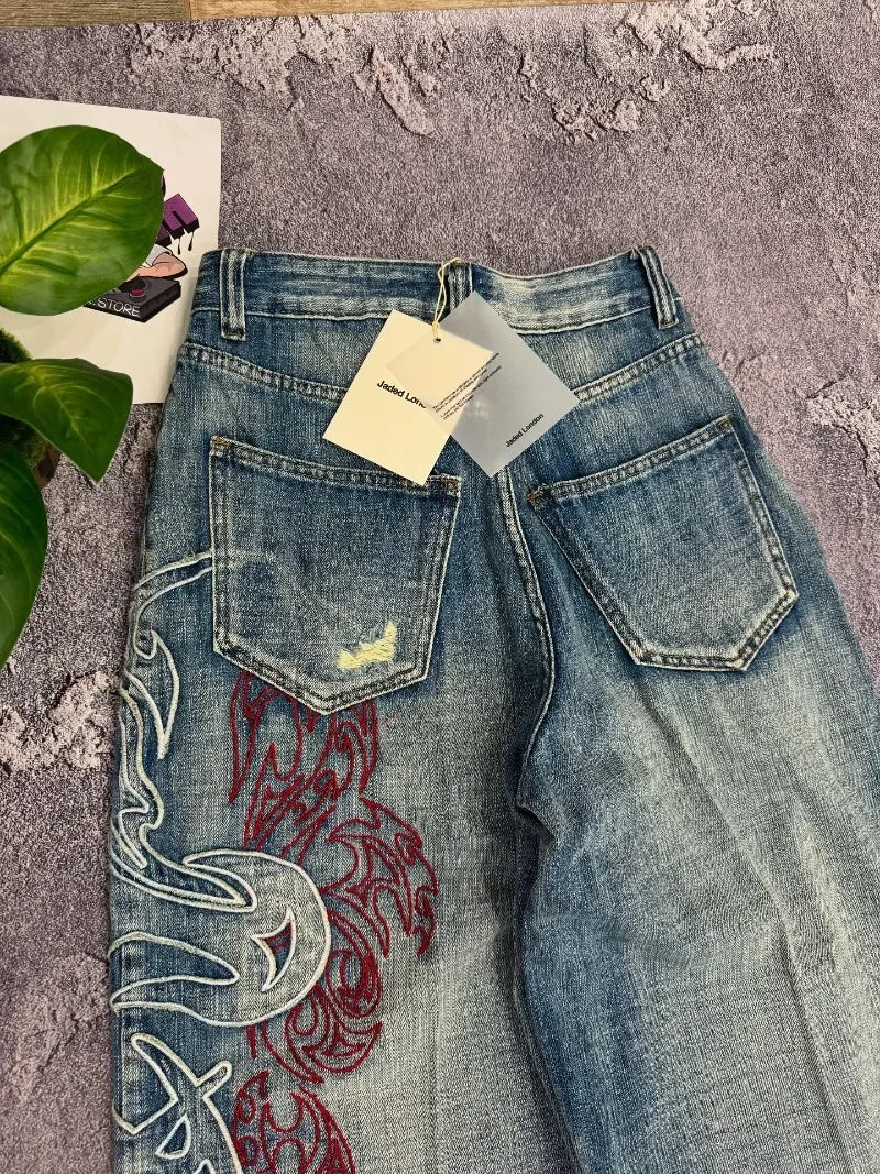Y2K Pattern Embroidered Jeans