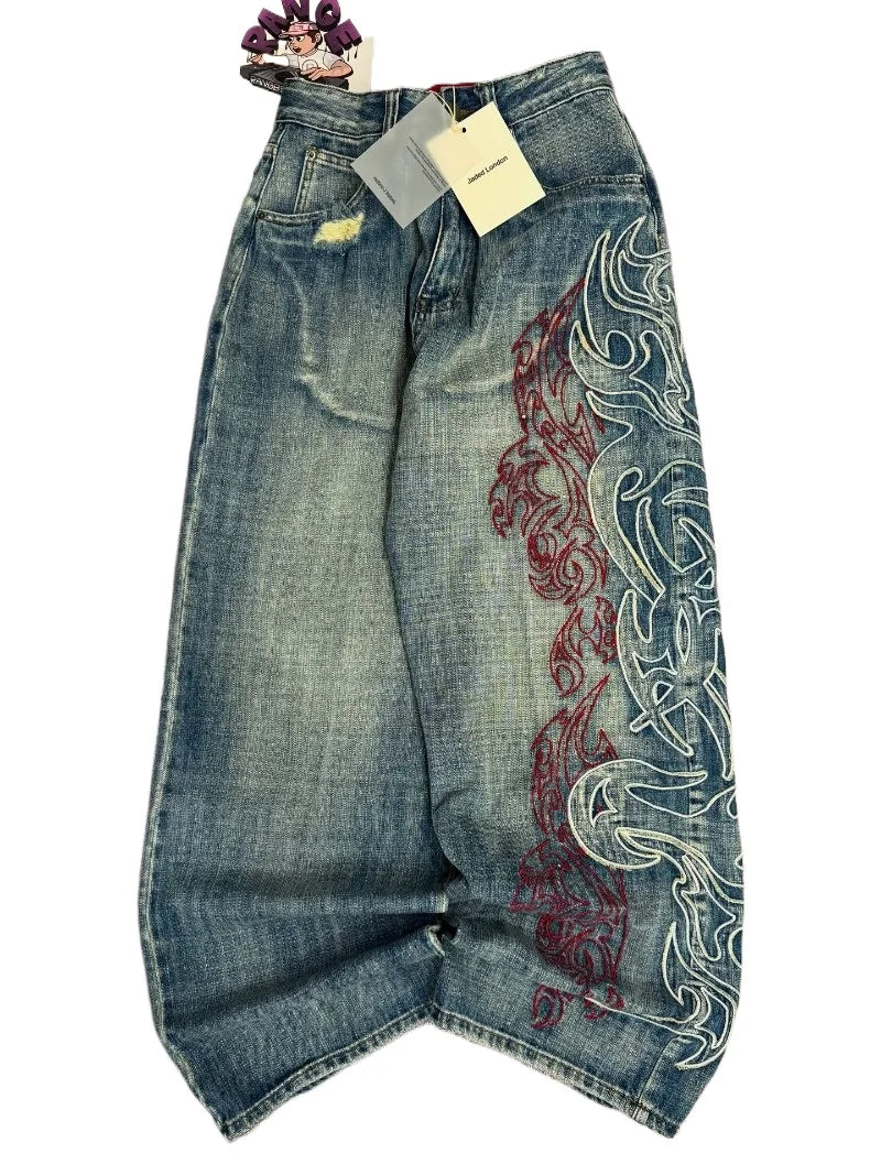 Y2K Pattern Embroidered Jeans