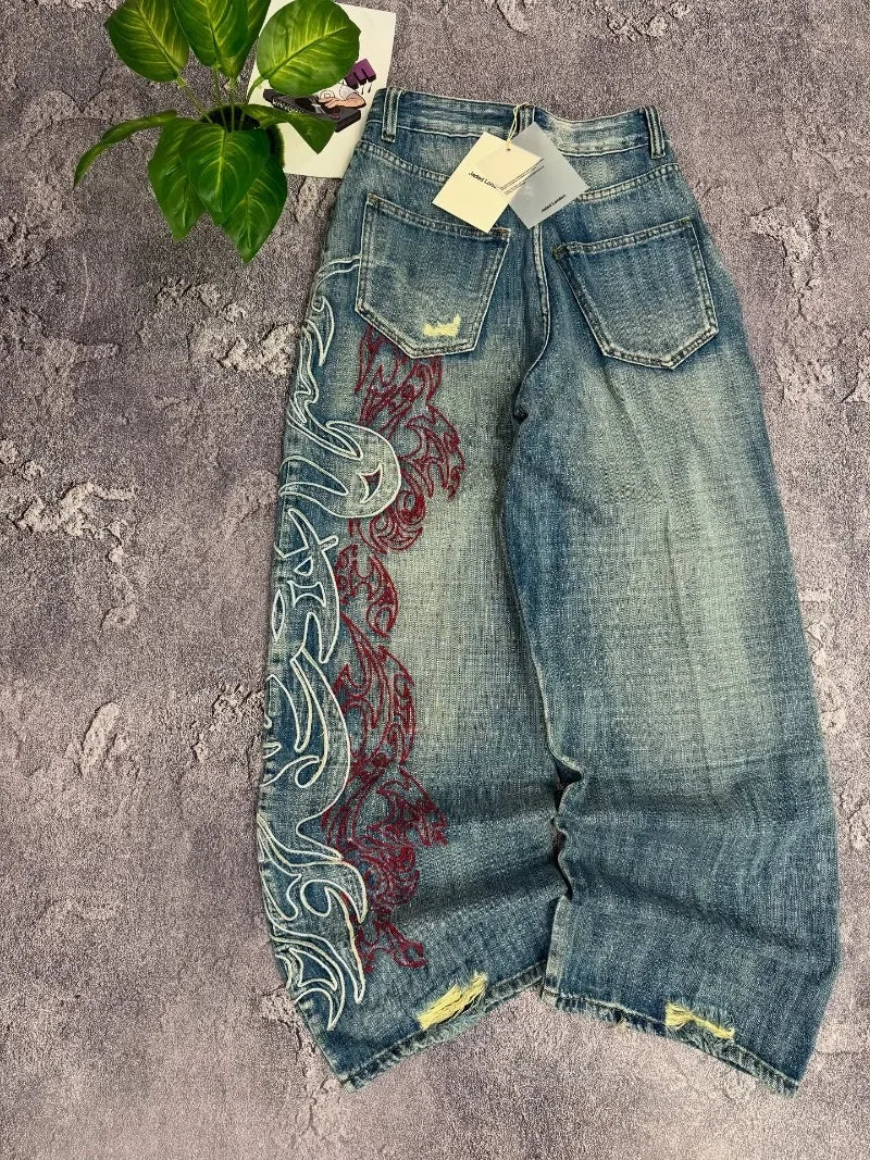 Y2K Pattern Embroidered Jeans