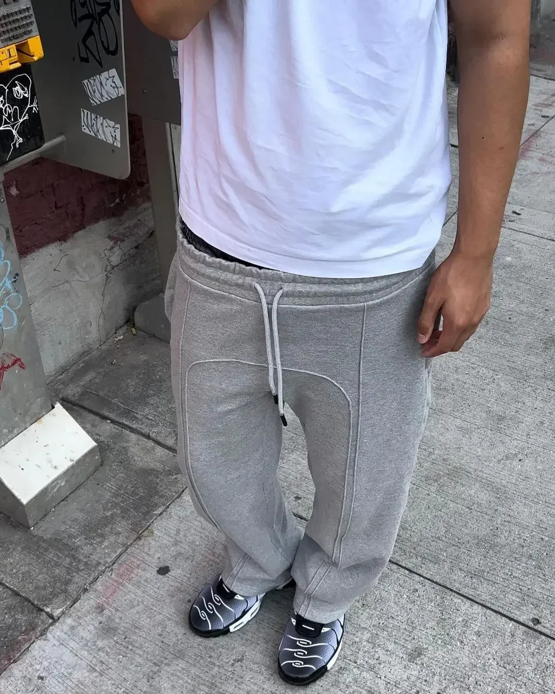 Spliced Straight Leg Sweatpants Jogger Trousers