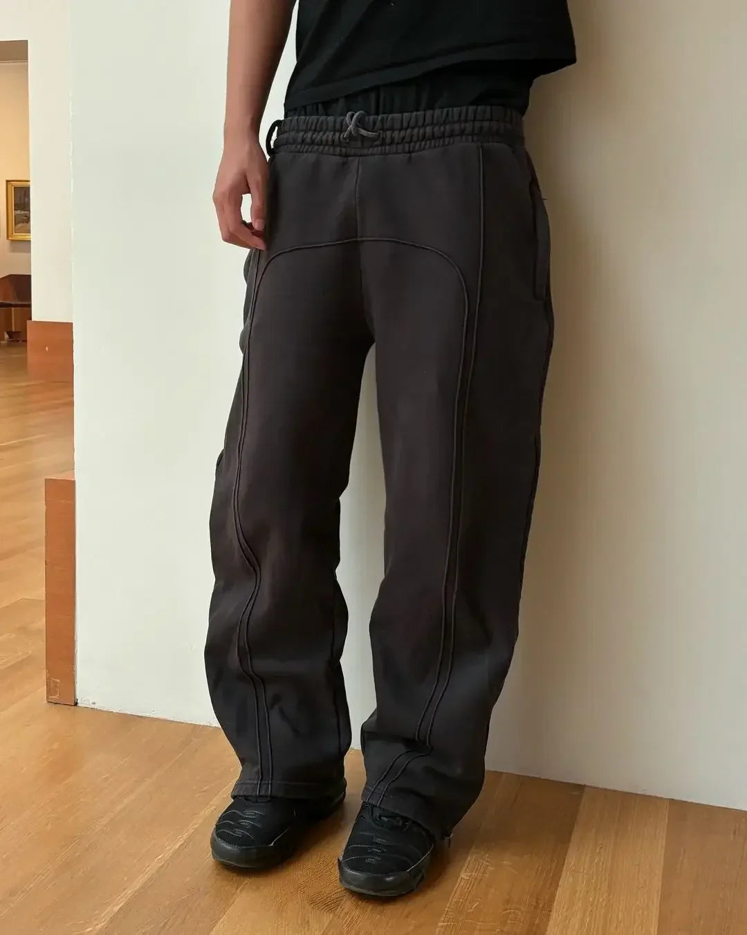 Spliced Straight Leg Sweatpants Jogger Trousers