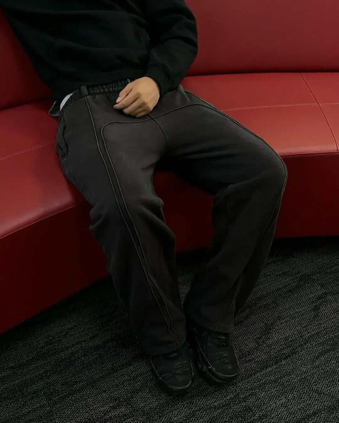 Spliced Straight Leg Sweatpants Jogger Trousers